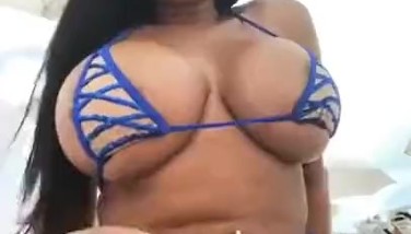 Sexy Dominican Moriah Mills  on Instagram live in micro bikini poolside