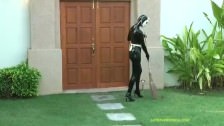 Manuela privat at her house //  Latex maid service in catsuit