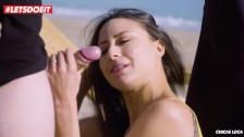 LETSDOEIT - French Babe Fucks A Voyeur On The Beach